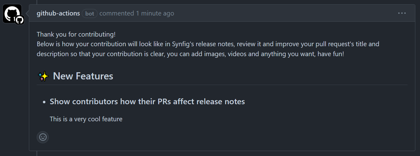 Showing contributors how their pull requests will affect the release notes