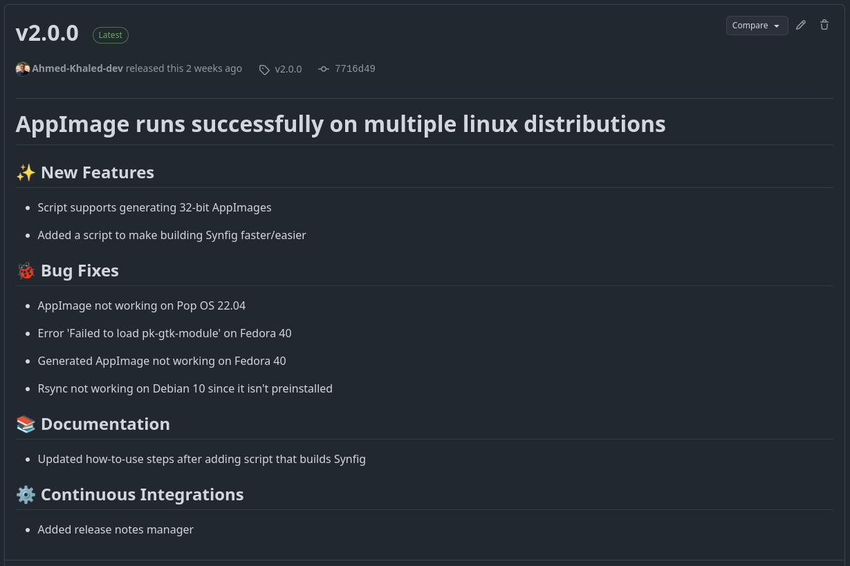 Automatically Generated Release Notes